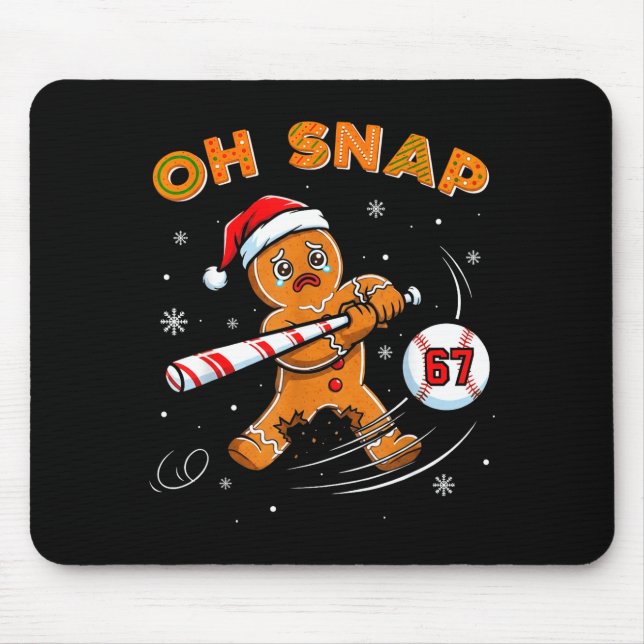 Mousepad Funny Gingerbread Man Oh Snap 67 Baseball Meme Fun (Frente)
