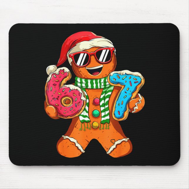 Mousepad Funny Gingerbread Six Seven 67 Meme Ice Cream Chri (Frente)