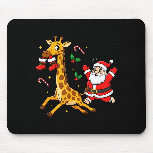 Mousepad Funny Giraffe Santa Claus Boots Christmas Womens M (Frente)