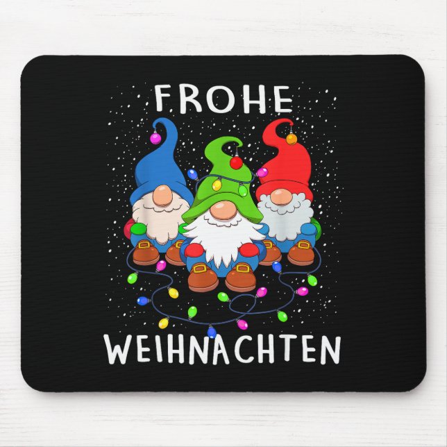 Mousepad Funny Gnomes Merry Christmas Frohe Weihnachten  (Frente)