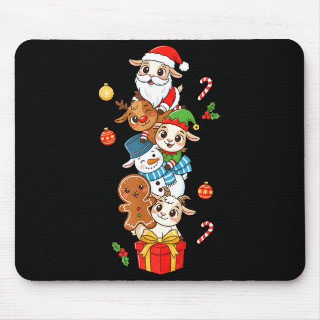 Mousepad Funny Goat Santa Elf Snowman Christmas Womens Mens (Frente)