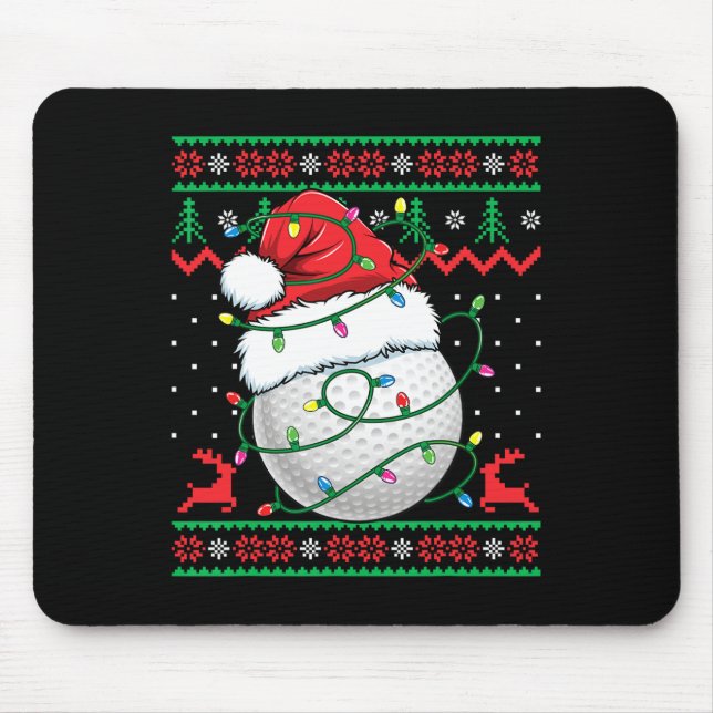 Mousepad Funny Golf Ugly Christmas Sweater Womens Mens Golf (Frente)