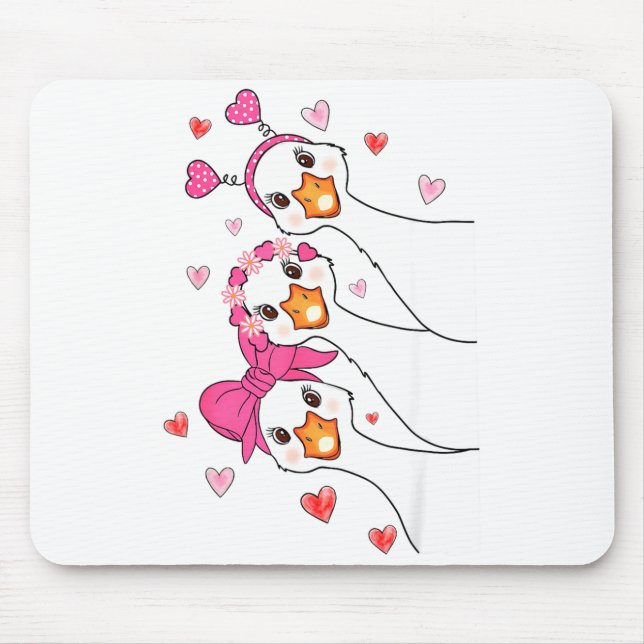 Mousepad Funny Goose Happy Valentine Goose Cute Heart Lover (Frente)