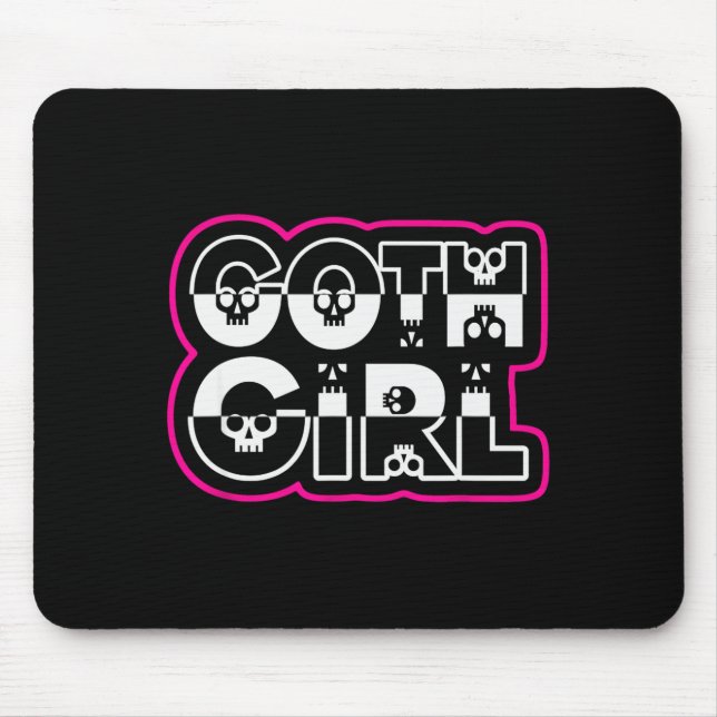 Mousepad Funny Goth Girl Black And White  (Frente)