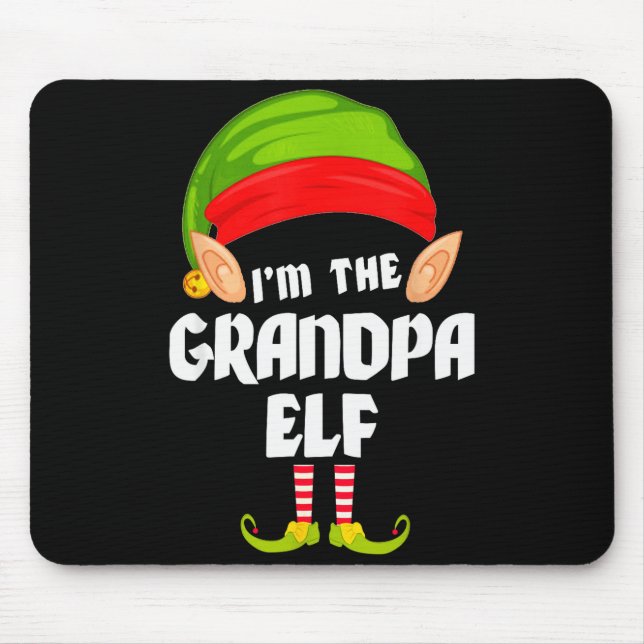 Mousepad Funny Grandpa Elf Matching Family Group Pj Christm (Frente)
