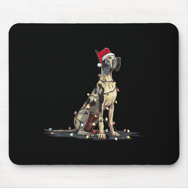 Mousepad Funny Great Dane Christmas Graphics Dog Lights Lov (Frente)