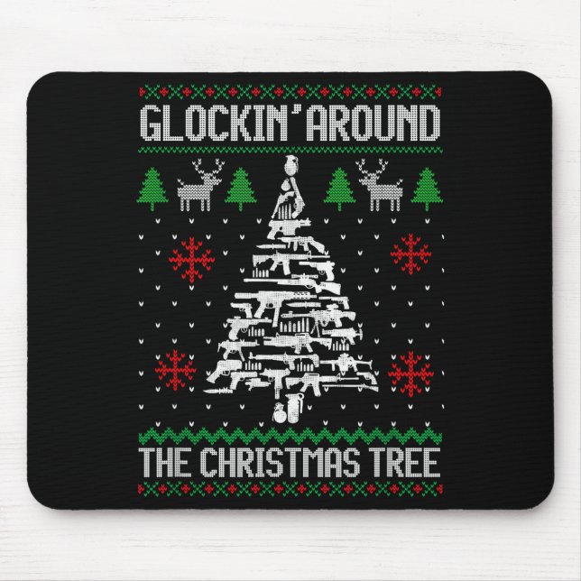 Mousepad Funny Guns Ugly Christmas Sweaters For Gun Lovers  (Frente)