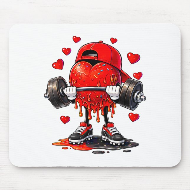 Mousepad Funny Gym Heart Weightlifting Fitness Workout Drip (Frente)