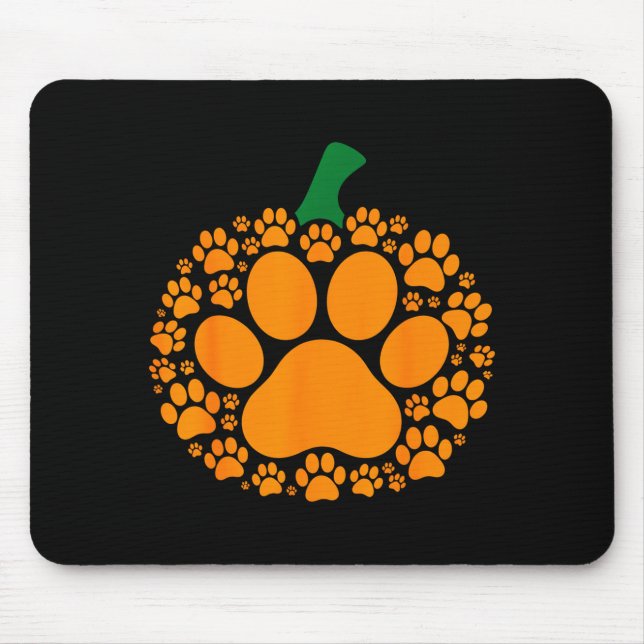 Mousepad Funny Halloween Pumpkin Paw Print Dog Lover Cat  (Frente)