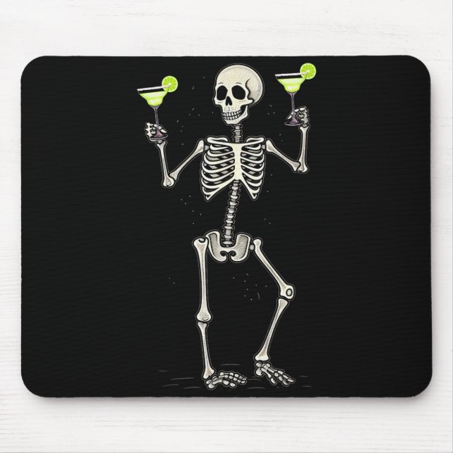 Mousepad Funny Halloween Skeleton Drinking Margarita Tail  (Frente)