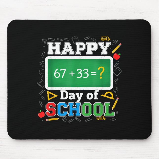 Mousepad Funny Happy 100 Days Of School Math Teacher Six Se (Frente)