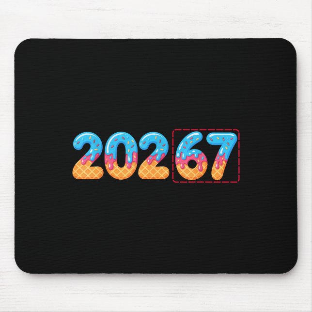 Mousepad Funny Happy New Year 2026 20267 Ice Cream Drip 67  (Frente)