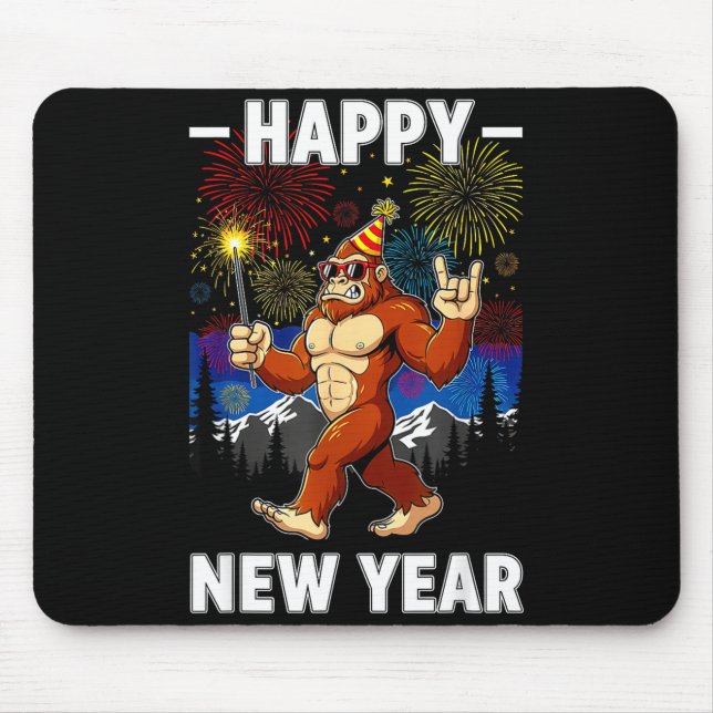 Mousepad Funny Happy New Year 2026 Bigfoot Lovers New Years (Frente)