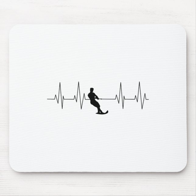 Mousepad Funny Heartbeat Waterski Art Cool Water Skier Athl (Frente)
