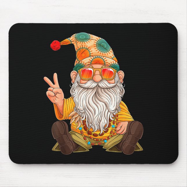 Mousepad Funny Hipe Gnome Peace Sign Gnomes Lovers Men Wome (Frente)