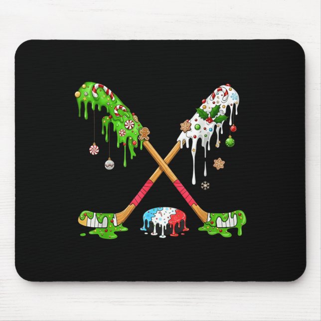 Mousepad Funny Hockey Holiday Candy Cane Gingerbread  (Frente)