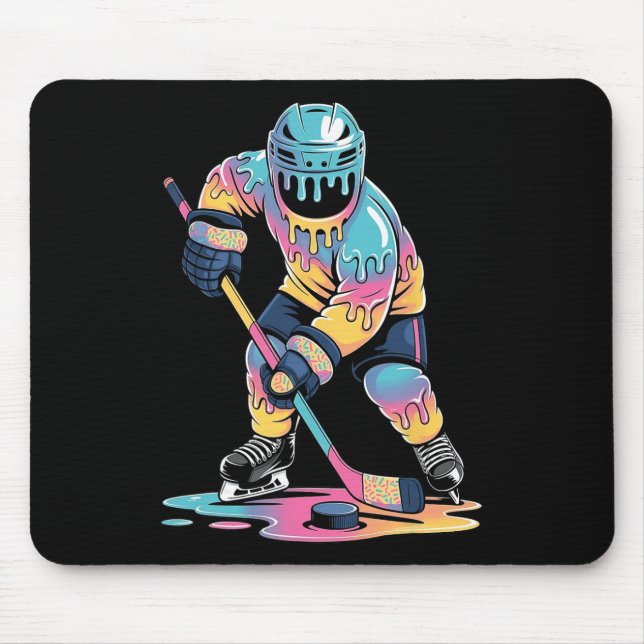 Mousepad Funny Hockey Ice Cream Drip Boys Youth Hockey Play (Frente)