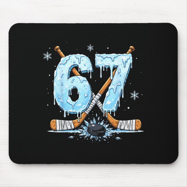 Mousepad Funny Hockey Lovers Drip 6-7 Number Six Seven Puck (Frente)