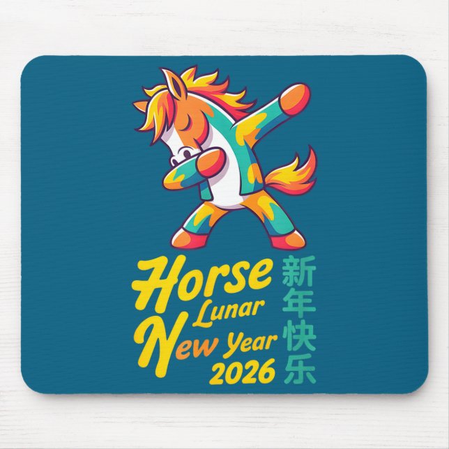 Mousepad Funny Horse Lunar New Year 2026 Dabbing Design  (Frente)