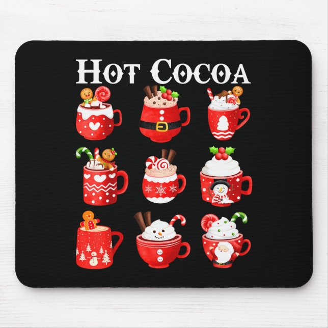 Mousepad Funny Hot Cocoa Santa Elf C Merry Christmas Pajama (Frente)