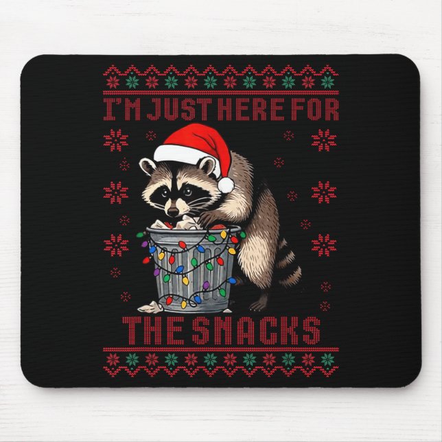 Mousepad Funny I'm Just Here For The Snacks Santa Raccoon U (Frente)