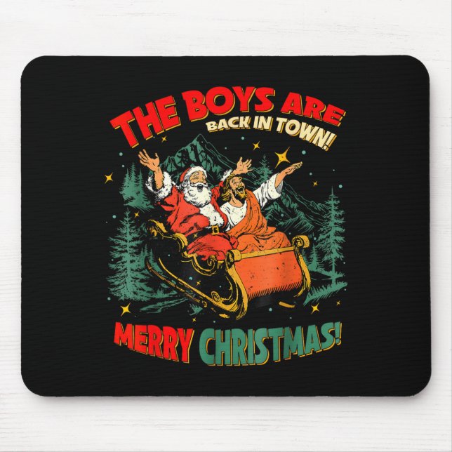 Mousepad Funny Jesus Santa The Boys Are Back In Town Merry  (Frente)