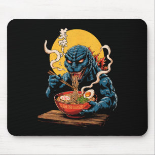 Mousepad Funny Kaiju Comendo Ramen Monstro Japonês Bi