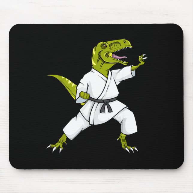 Mousepad Funny Karatesaurus T-rex Dinosaur Karate Samurai D (Frente)