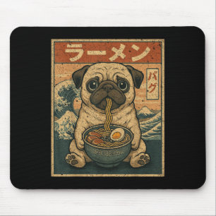 Mousepad Funny Kawaii Ramen Pug Noodles Japoneses Pug Comen