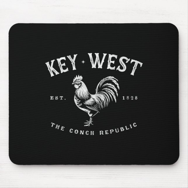 Mousepad Funny Key West Rooster Chicken Sunrise Fishing Sur (Frente)