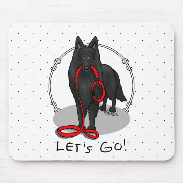 Mousepad Funny Let's Go! Walk Belgian Sheepdog (black 1) (Frente)