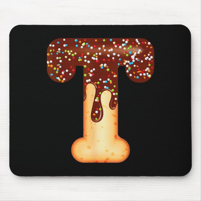 Mousepad Funny Letter T Ice Cream Chocolate Sprinkles  (Frente)