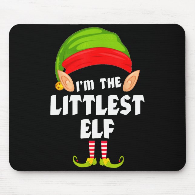 Mousepad Funny Littlest Elf Matching Family Group Pj Christ (Frente)