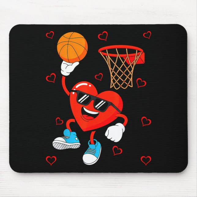 Mousepad Funny Love Basketball Heart Shape Happy Valentine' (Frente)