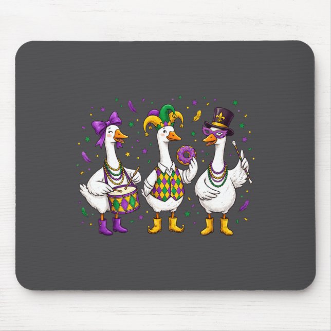Mousepad Funny Mardi Gras Carnival Silly Goose Mask Louisia (Frente)