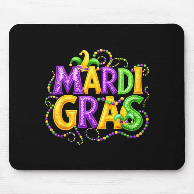 Mousepad Funny Mardi Gras Parade Jester Hat Beads Men Women (Frente)