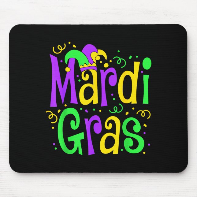 Mousepad Funny Mardi Gras Parade Outfit Jester Hat Men Wome (Frente)