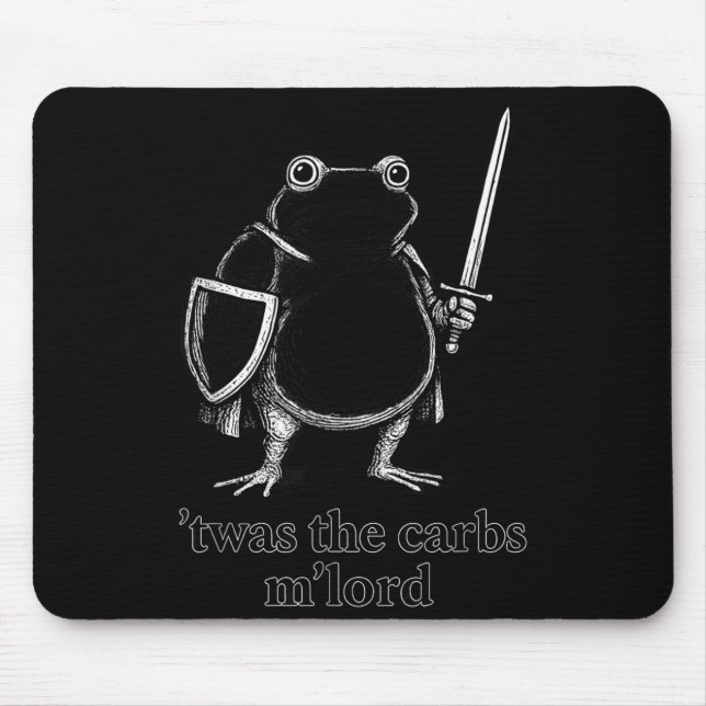 Mousepad Funny Medieval Frog Meme Carbs Knight M'lord Quote (Frente)