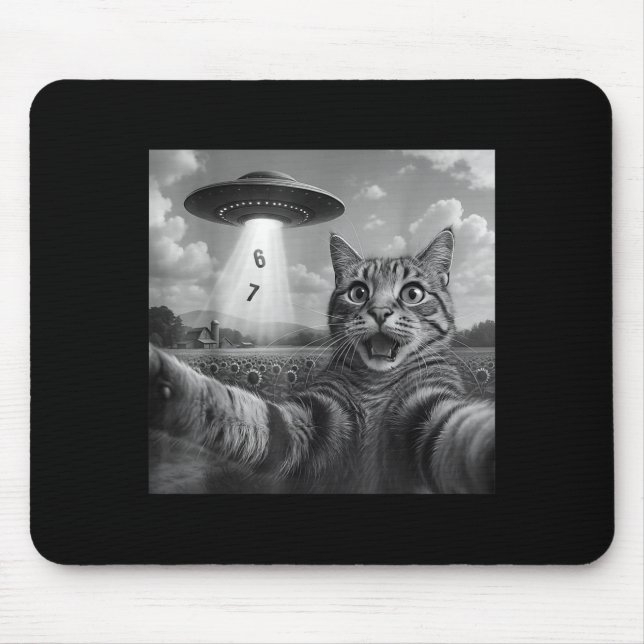 Mousepad Funny Meme Cat Selfie Six Seven Retro Cat 67 Anima (Frente)