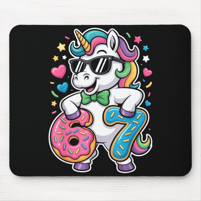 Mousepad Funny Meme Unicorn Girls Kids Six Seven 6-7 Brainr (Frente)