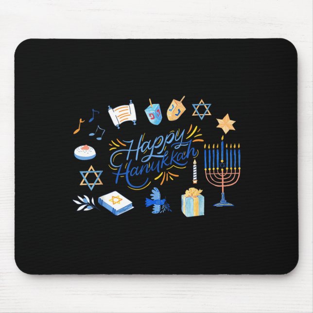 Mousepad Funny Menorah Hanukkah 2025 Meowzel Chanukah Jewis (Frente)