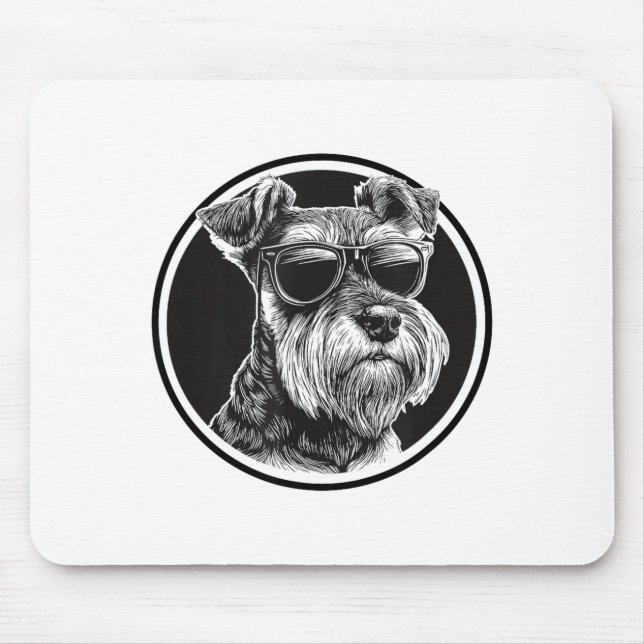 Mousepad Funny Mens Womens Sungles Logo Miniature Schnauzer (Frente)