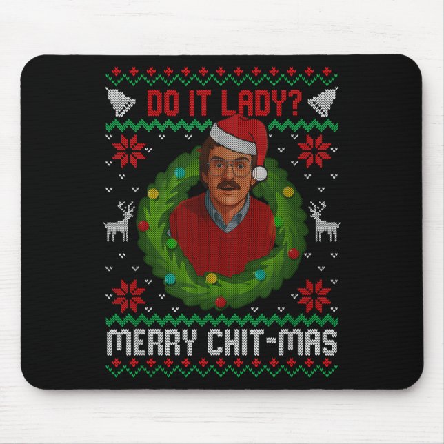 Mousepad Funny Merry Chit-mas Ugly Christmas Sweater  (Frente)