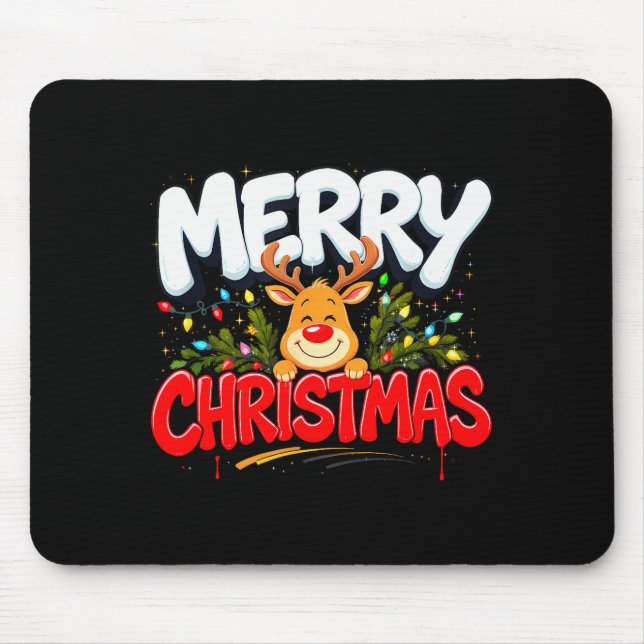 Mousepad Funny Merry Christmas Reindeer Xmas Family Men &am (Frente)