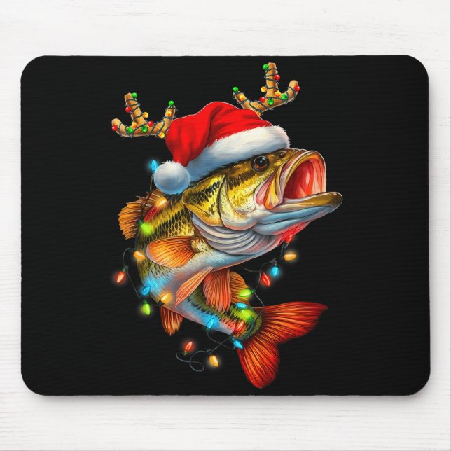 Mousepad Funny Merry Fishmas B Fish Fishing Christmas Xmas  (Frente)