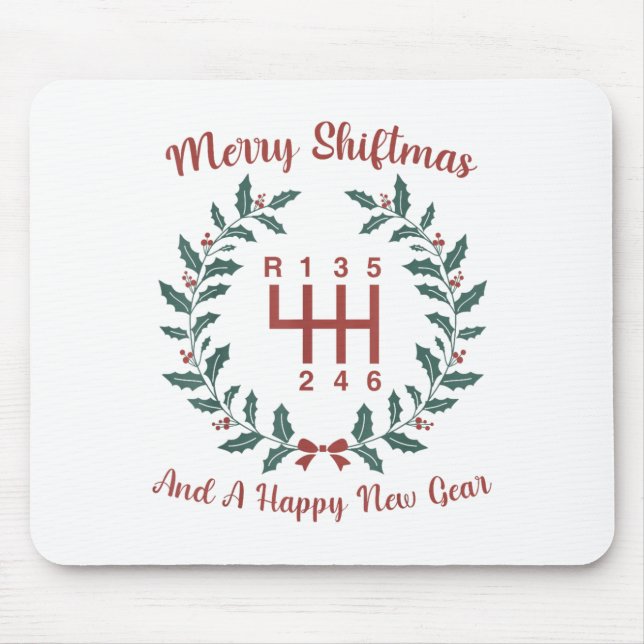Mousepad Funny Merry Shiftmas And A Happy New Quote Mechani (Frente)