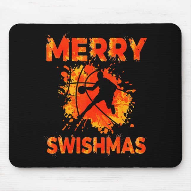 Mousepad Funny Merry Swishmas Ugly Christmas Basketball Pla (Frente)