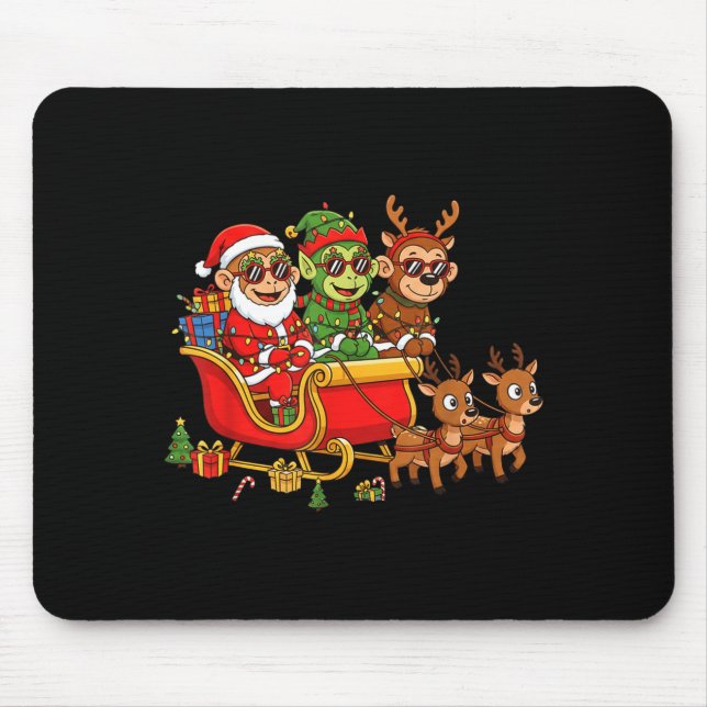 Mousepad Funny Monkey Santa Reindeer Elf Christmas Womens M (Frente)