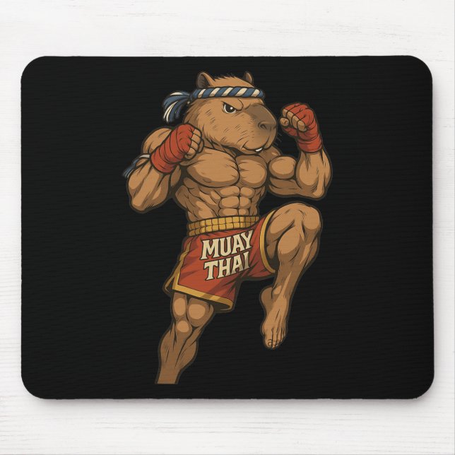 Mousepad Funny Muay Thai Capybara Thai Boxando Artes Marcia (Frente)