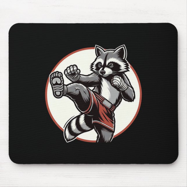 Mousepad Funny Muay Thai Raccoon Tailandês Boxando Artes Ma (Frente)
